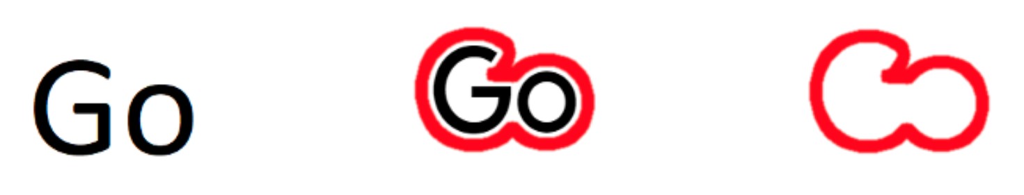 An outline of the word
          GO